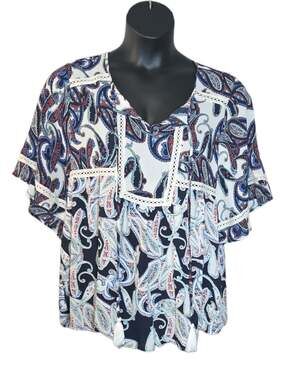 Zac & Rachel Boho Paisley Print Women's Blouse Size Large